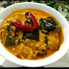 A picture of Brinjal with poppy and melon seeds gravy.