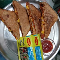 A picture of Corn cheese pizza sandwich.