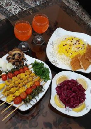 عکسی از دستور جوجه کباب زعفرانی