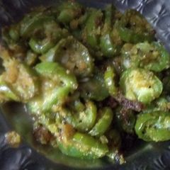 A picture of Jhinge bhaja,(ridged gourd fry).