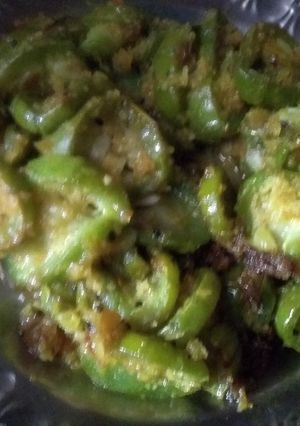 A picture of Jhinge bhaja,(ridged gourd fry).