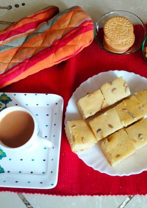 A picture of Tea Time Baked Milk Cake.
