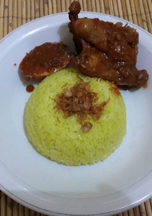 Foto resep Nasi kuning masak habang ayam telur praktis (masak magic com)