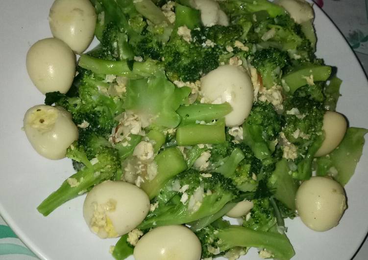 Brokoli orak arik mix telur puyuh