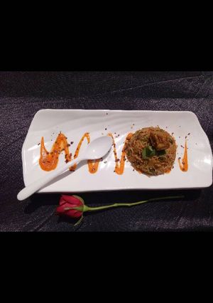 A picture of Soya chaap Fried Rice.