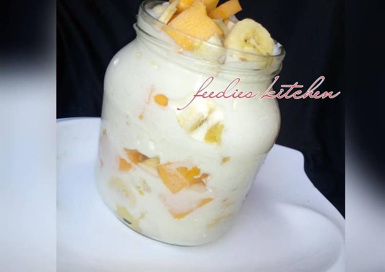 Steps to Prepare Appetizing Fruit yoghurt | Easy Recipe For Collage Students