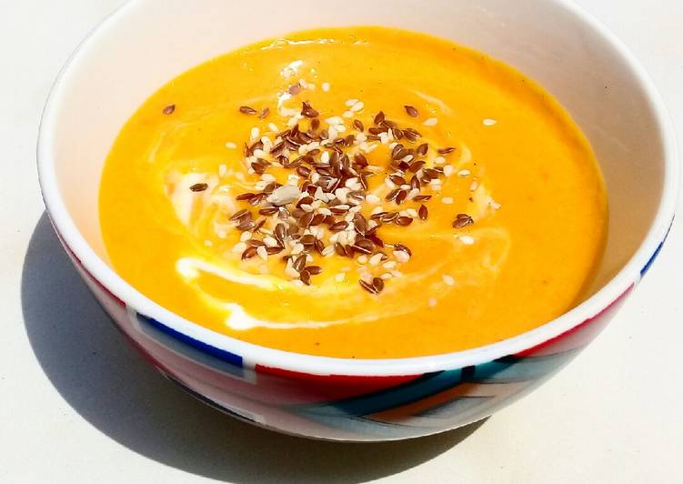 Get Breakfast of Butternut soup with a hint of roasted garlic