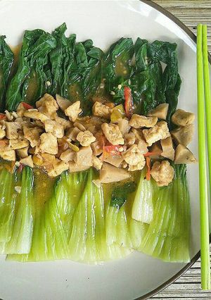 Foto resep Pokcay (sawi sendok) siram tahu saus tiram