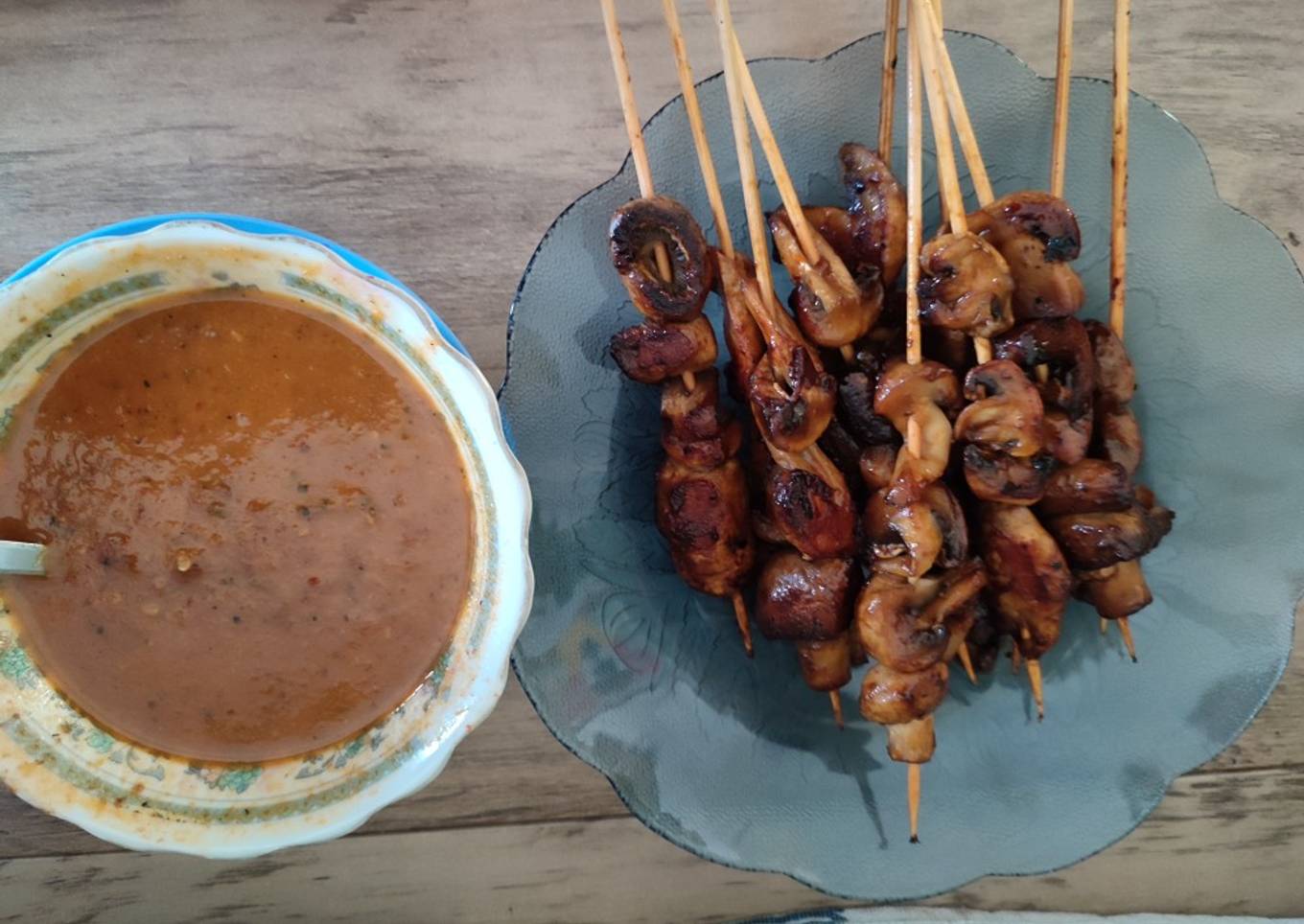 Sate Jamur Bumbu pecel (pakai happycall)