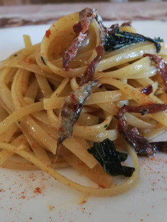 A picture of Linguine with Anchovies in Oil, Garlic, and Chili Pepper.