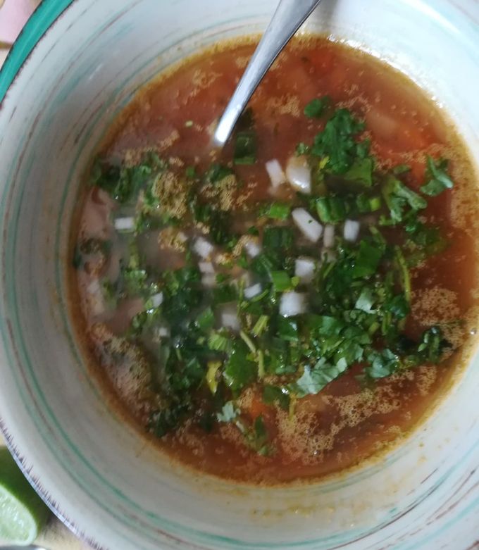 Una foto de Sopa de lubina pescado