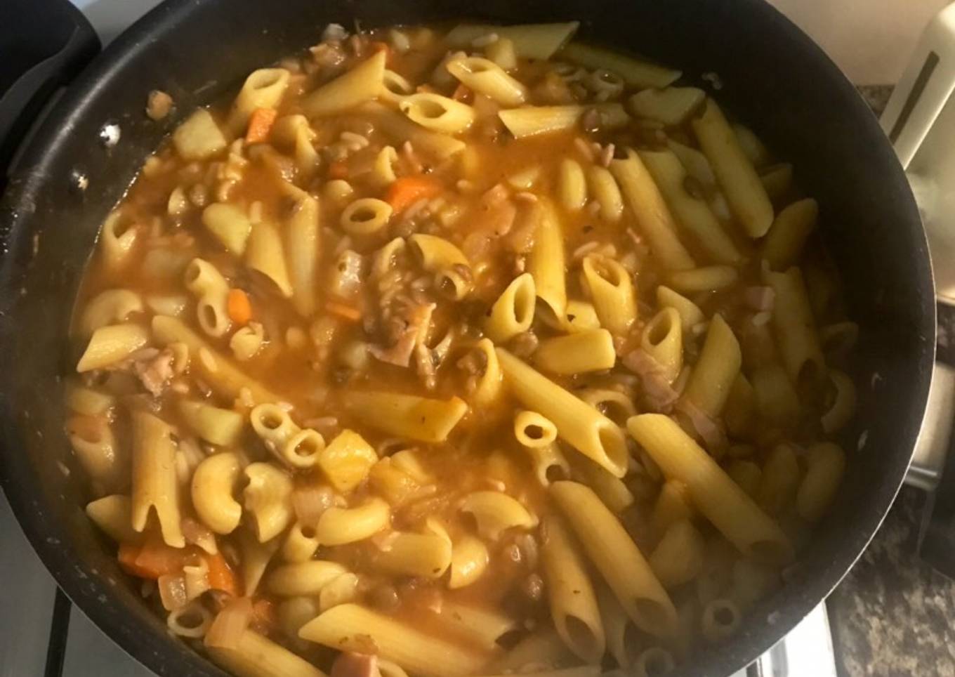 Guiso de lenteja y fideos!