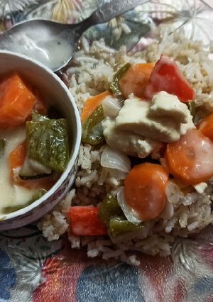 A picture of #flavour 4#spicy Spicy veggie stew with coconut milk.
