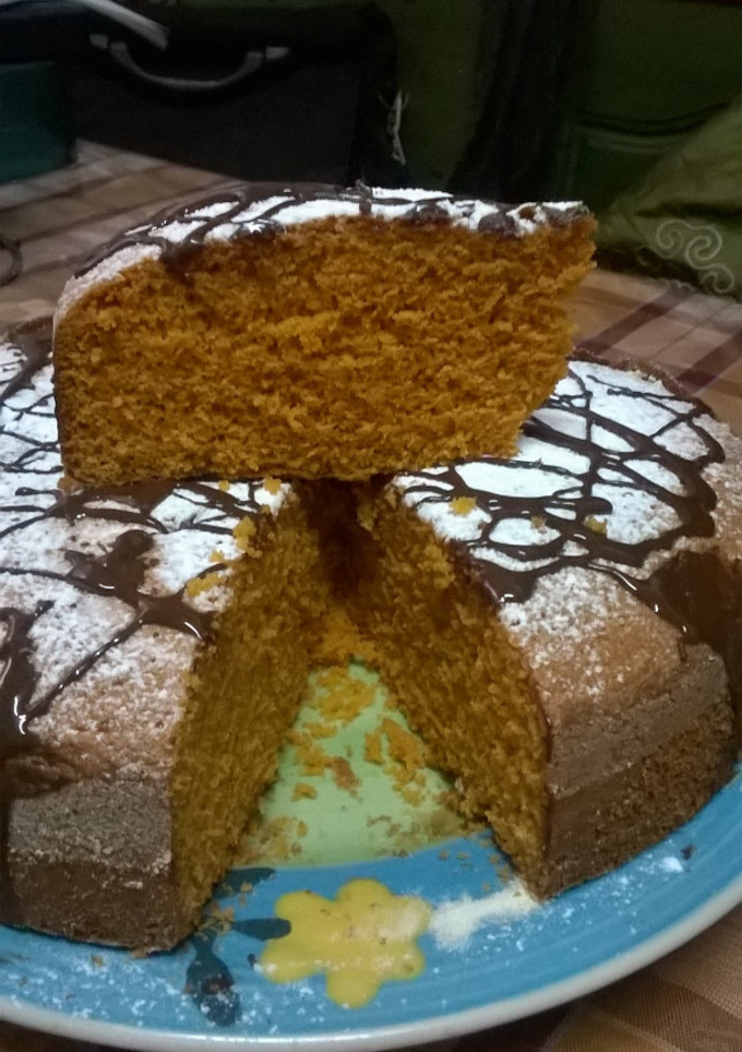 Una foto de Bizcochuelo de flan de dulce de leche