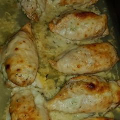 A picture of Chicken stuffed broccoli.