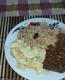 Arroz Árabe con asado de res y ensalada de papa a mi estilo