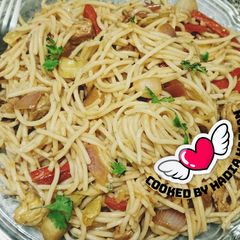 A picture of Veg chicken spaghetti 🍝.
