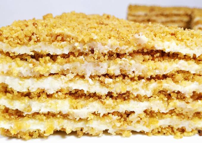 Торт Пломбир из крошки 🍦 рецепт без выпечки на сковороде