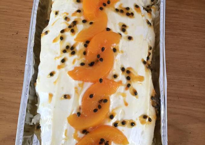 Peach and passion fruit pavlova