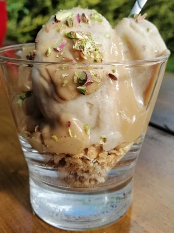 Easy Steps Make Recipes Banana ice cream with granola and peanut butter sauce the So Delicious Really Delicious.