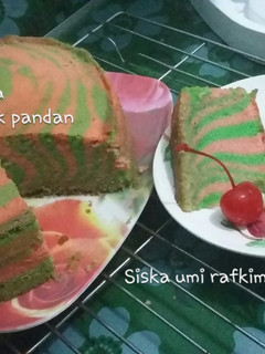 Foto resep Cake Zebra pink pandan