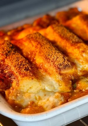 Une photo de 💚 Quenelles gratinées à la sauce tomate et à la mozzarella