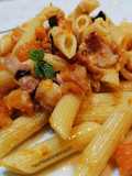 PENNE CON CREMA di ZUCCA GIALLA E GUANCIALE