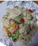 Pasta de verduras con pollo