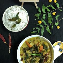 A picture of Neem Shukto (Mixed Veg. Curry with Neem Leaves).