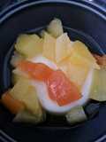 Puding Susu siram setup buah