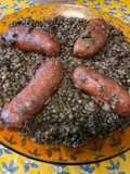 Lentilles vertes du puy aux diots du Jura, tomates et céleri