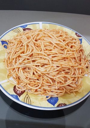 صورة لوصفة مكرونة بالصلصة 🍝