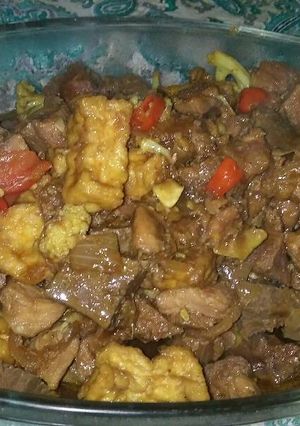 Foto resep Oseng daging ati plus tahu ☺