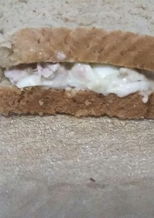 Una foto de Sándwich de pan con salvado lactal con atún