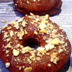 A picture of Cinnamon Peanut Glazed Doughnuts.