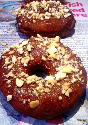 A picture of Cinnamon Peanut Glazed Doughnuts.