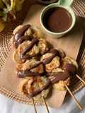 Protein chocolate sauce with banana baked