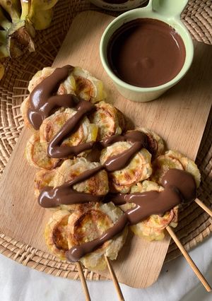 รูปของ Protein chocolate sauce with banana baked