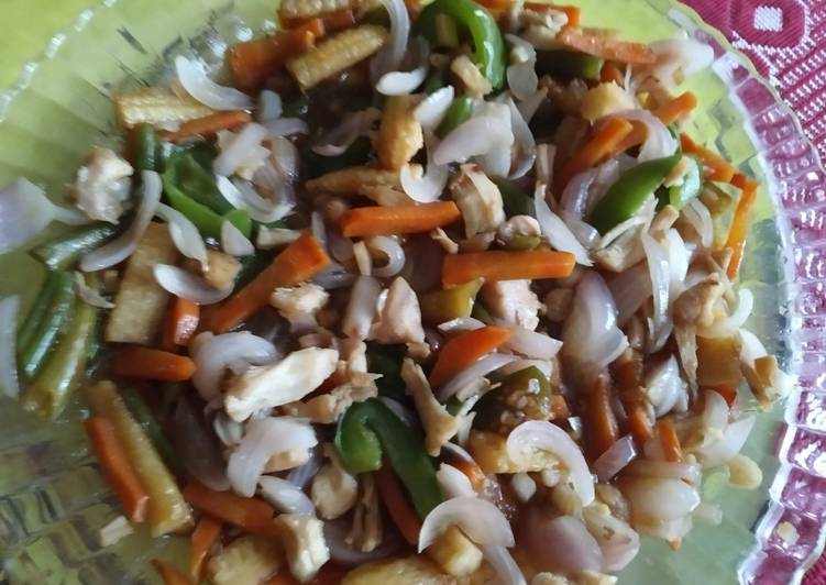 Recipe of Super Quick Homemade CHICKEN, VEGGIES WITH BABY CORN PLATTER