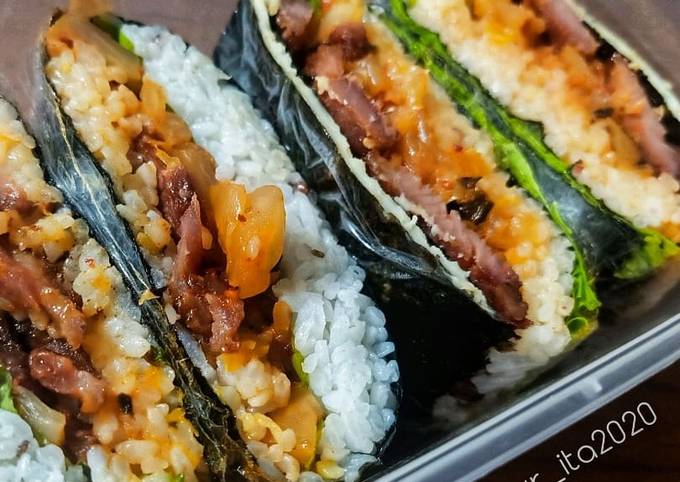 Resep Folded Kimbab/Sandwich rice/Onigirazu Anti Gagal