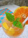 Orange juice and mangoes, aloe vera jelly