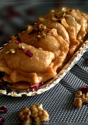 A picture of Walnuts Chandrakala Gujiya.