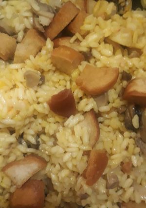 Una foto de Risotto con champigñones y croutons