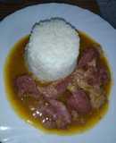 Carne de codillo en su salsa con arroz blanco