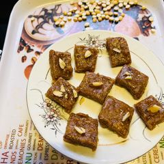 A picture of Sattu jaggery barphi easy and quick,healthy protein,Iron rich sweet recipe.