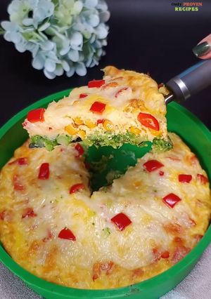 A picture of Baked Broccoli with Eggs, Cheese and Vegetables 🥦 Easy Healthy Oven Recipe.