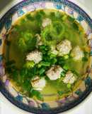 Canh khổ qua nấu với chả cá nhồng