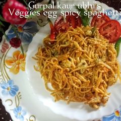 A picture of Veggies egg spicy spaghetti 🍝.