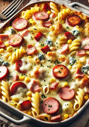 Una foto de Cazuela de Fideos con Quesos y Carnes