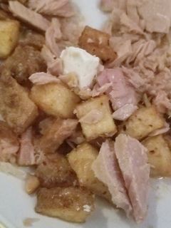 صورة لوصفة تونه بلجبن والبطاطا مقلي